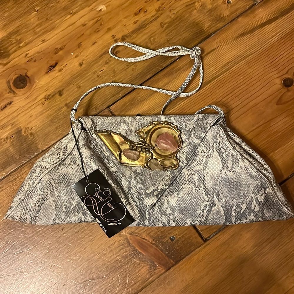 VTG NWT RARE 80’s Fancy Nancy Leather Purse Encrusted With Amethyst and Crystals